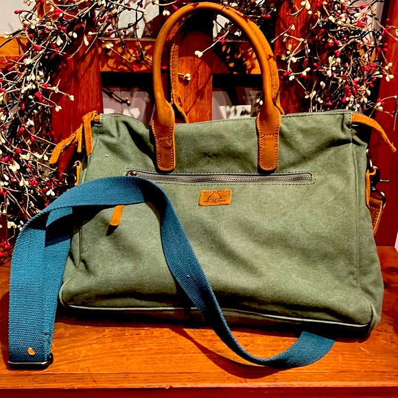Handbags - 12” high 15” wide, laptop bag, beautiful sage green w shoulder strap🥳